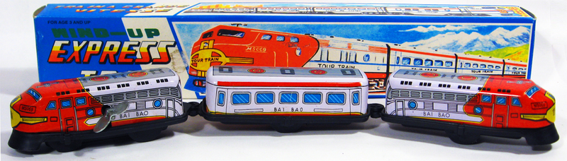Illustration for article titled Santa Fe Wind Up Tin Toy Train